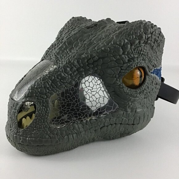 Jurassic World Chomp Roar Electronic Mask Velociraptor Blue Dinosaur 2017 Mattel - Picture 1 of 7